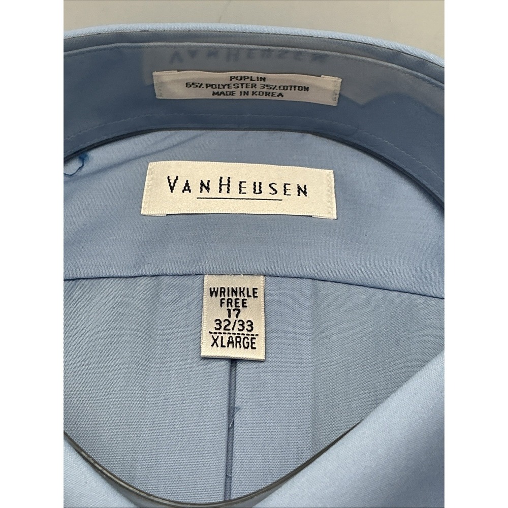 NWT Van Huesen Wrinkle Free Blue Dress Shirt XL 17 32/33 Tommy Hilfiger Silk Tie - Picture 3 of 8